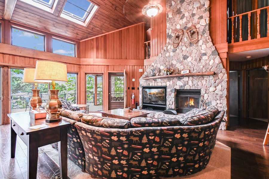 Living Room with Wood Fireplace